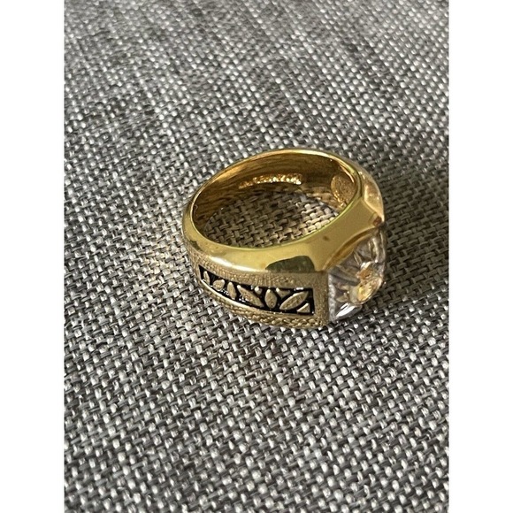 10K Gold Plated Mens Fashion Simulated Diamond Cubic ZIRCONIA CZ Ring Size 7.5 - Picture 4 of 9